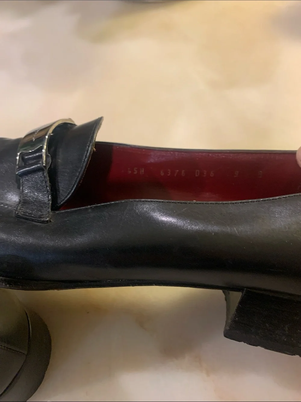 Salvatore Ferragamo Black Leather Loafers with Silver Buckle